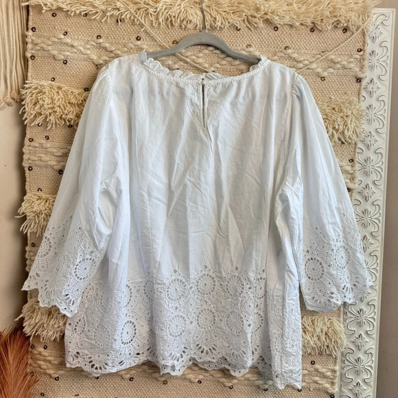 Talbots White Eyelet Tunic Blouse Top 2X - Picture 4 of 8